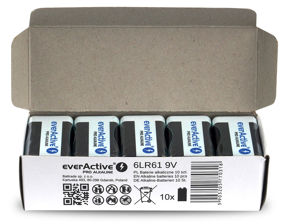 everActive 9V/6LR61 Pro Alkaline - 10ks