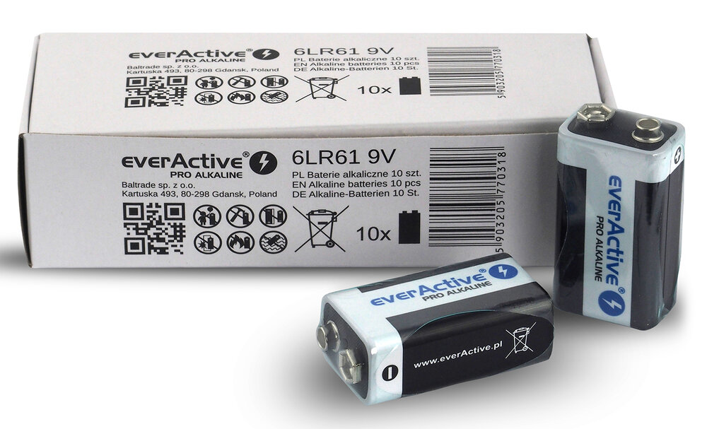 everActive 9V/6LR61 Pro Alkaline - 10ks