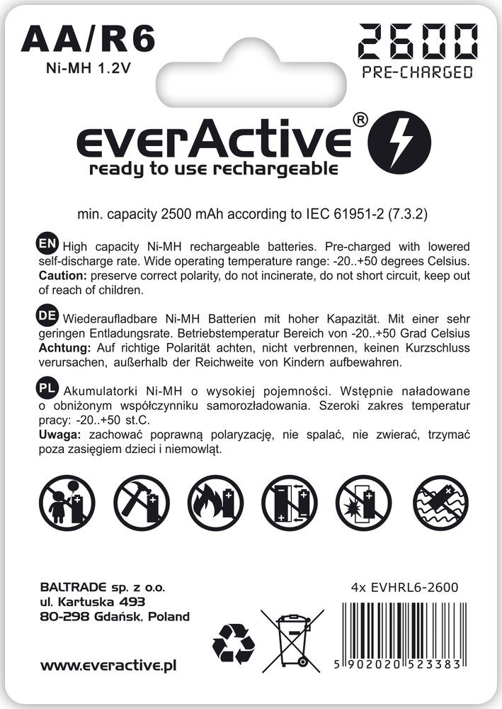 everActive professional line R6/AA 2600mAh - 4ks