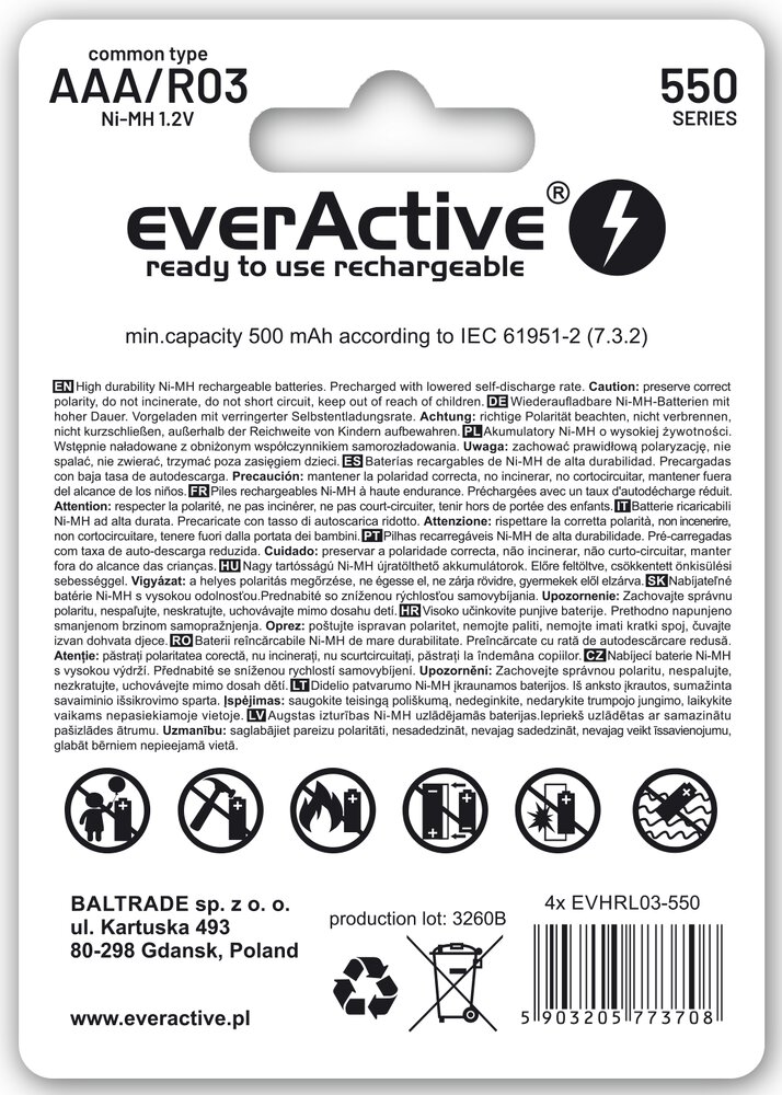 everActive R03/AAA Ni-MH 550 mAh - 4ks
