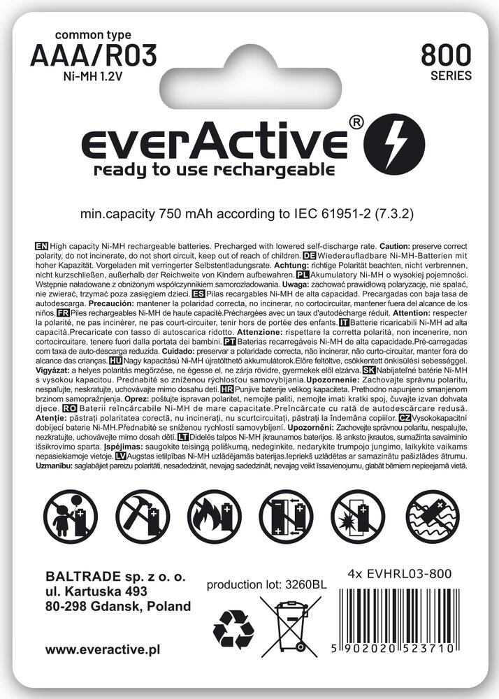 everActive silver line R03/AAA Ni-MH 800 mAh - 4ks