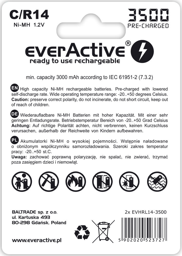 everActive silver line R14/C Ni-MH 3500 mAh - 2ks