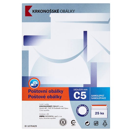 Obálky C5 samolepiace, 25 ks