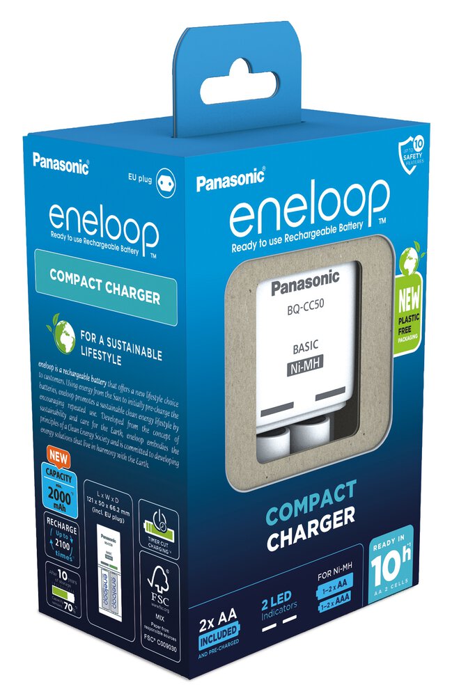 Panasonic Eneloop BQ-CC50 + + 2 x R6/AA Eneloop 2000mAh BK-3MCDE