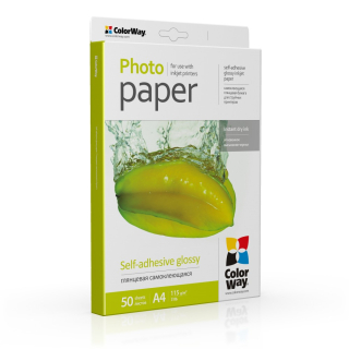 ColorWay Fotopapier Lesklý samolepiaci 115/80g/m²,50ks,A4