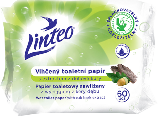 LINTEO toaletný papier vlhčený dubová kôra 60ks