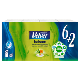 VELVET hygienické vreckovky Balsam 6+2ks 4 vrstvové