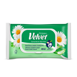 VELVET Vlhčený toaletný papier kamilka 48ks
