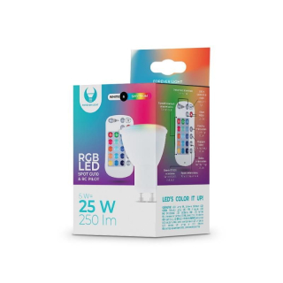 Forever LED žiarovka GU10 RGB 5W s diaľkovým ovládaním biela