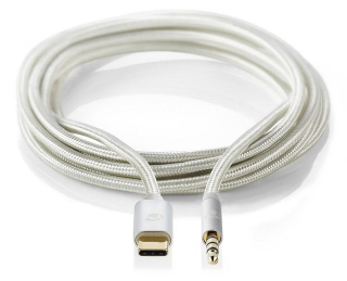 NEDIS PROFIGOLD USB-C/USB 2.0 adaptér/ USB-C zástrčka - 3,5 jack mm zástrčka/ nylon 1m