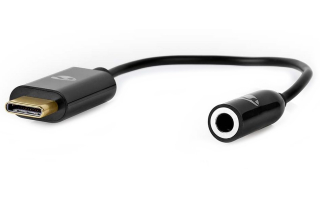 NEDIS USB-C adaptér/ USB-C zástrčka – 3,5 mm jack zásuvka + USB-C zásuvka/ černý/ box/ 15cm